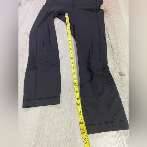 Lululemon Cropped Black Leggings With Sheer Panels, Size 4 - Picture 7 of 10